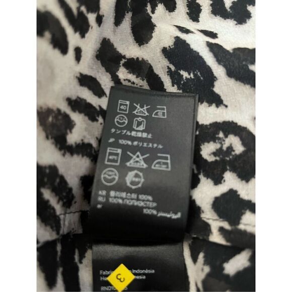 H&M Leopard Print Sleeveless Button Down Black Cream Blouse Women’s Size 8 - Picture 7 of 9